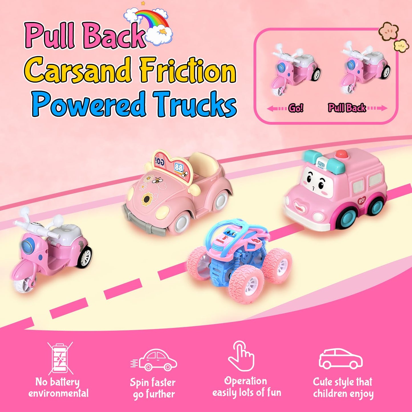 Toddler Girls Brithday Gifts Sets For Age 2 3 4 5, Girls Princess Car Toy Set With Baby Doll, Storage Bag For Traffic Safety Edu