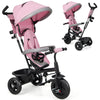 HONEY JOY Tricycle for Toddlers, Adjustable Push Handle, Reversible Seat, Canopy, Pink, 45" Height, Safety Belt, Storage, Cup Holder