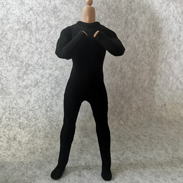 SSbeauty M 1/6 Scale Male Figure Clothes Long Sleeved Bodysuit Undercoat Jumpsuit Cloth for 12'' Action Figure Doll Clothes (Bla