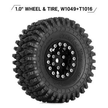 Injora 1.0 Beadlock Wheel S5 Super Soft Sticky Crawler Tires For Trx4M Axial Ax24 Scx24 Fcx24 Enduro24 Upgrade, 57 * 22Mm(Black)