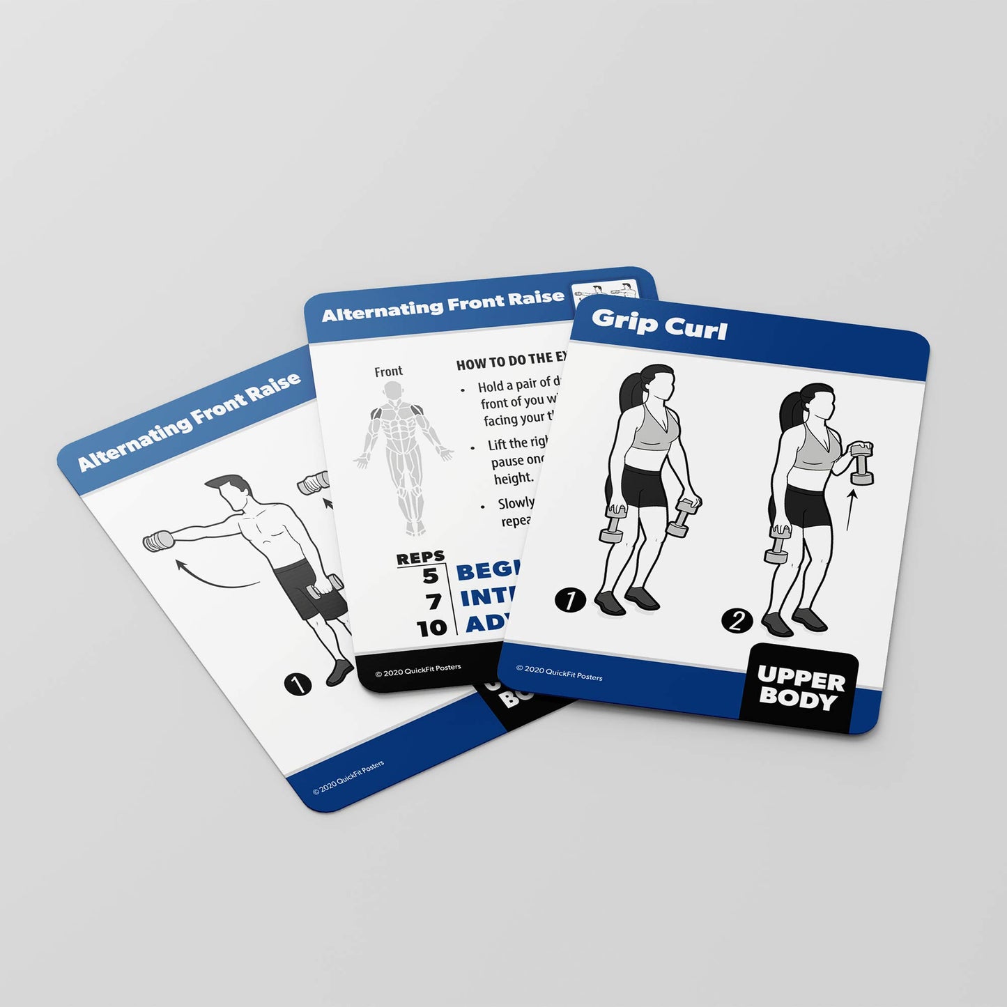 Palace Learning 3 Pack Exercise Cards - Dumbbell, Bodyweight & Yoga, Laminated, 2.5" x 3.5", Model: 3PK-DUM-BODY-Y