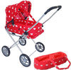 The New York Doll Collection 3-in-1 Baby Doll Stroller Play Set, Pink Hearts, 21x13x26 inches, Metal, Model A149