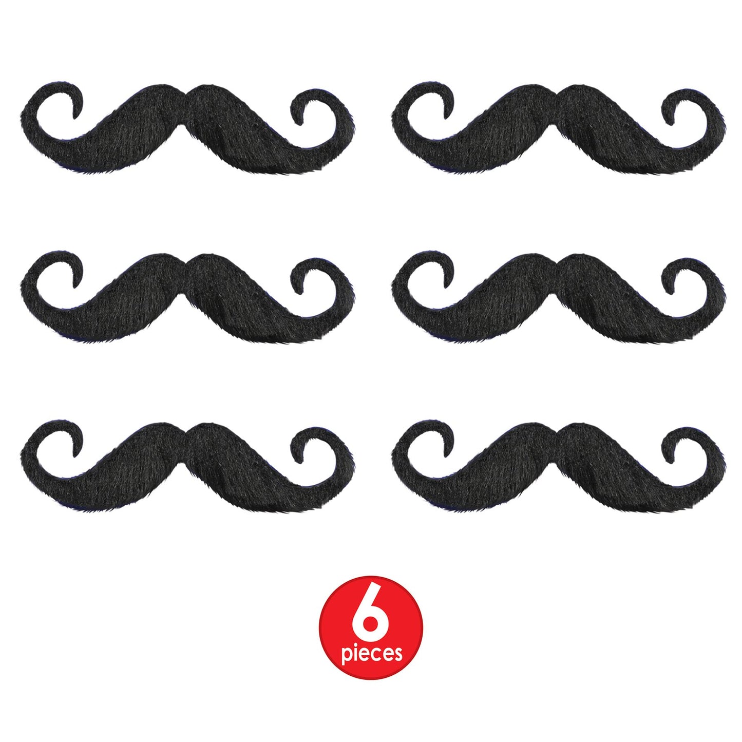 Beistle , 6 Piece Handlebar Hairy Staches, 5 (Black)