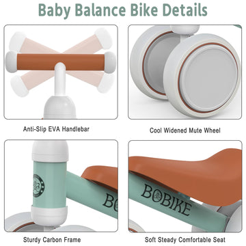 Bobike Baby Balance Bike - Light Green, Plastic, Small, 4 Wheels, No Pedal - Ideal Toddler Gift for 12-36 Months