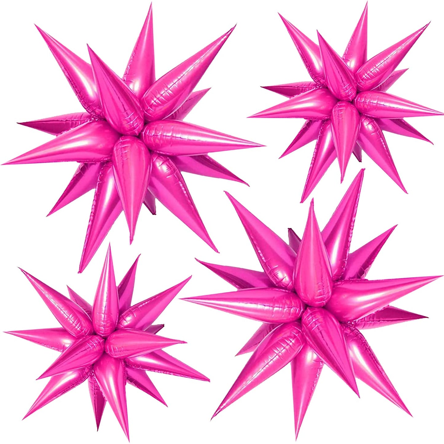 Funtoob Hot Pink Balloons Star Balloons Metallic Star Foil Balloons Hot Pink Star Cone Balloons Starburst Balloon Spike Balloons
