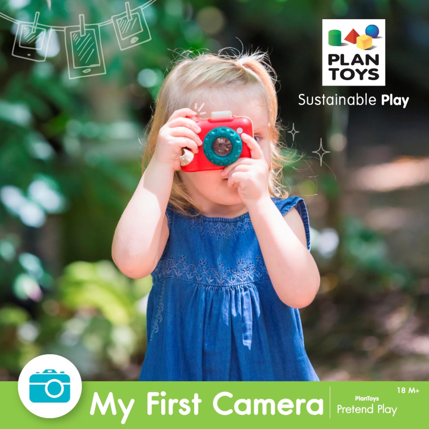 Plantoys My First Camera Toddler Toys With Adjustable Kaleidoscope Lens And Clickable Shutter, Sustainably-Made With Non Toxic M
