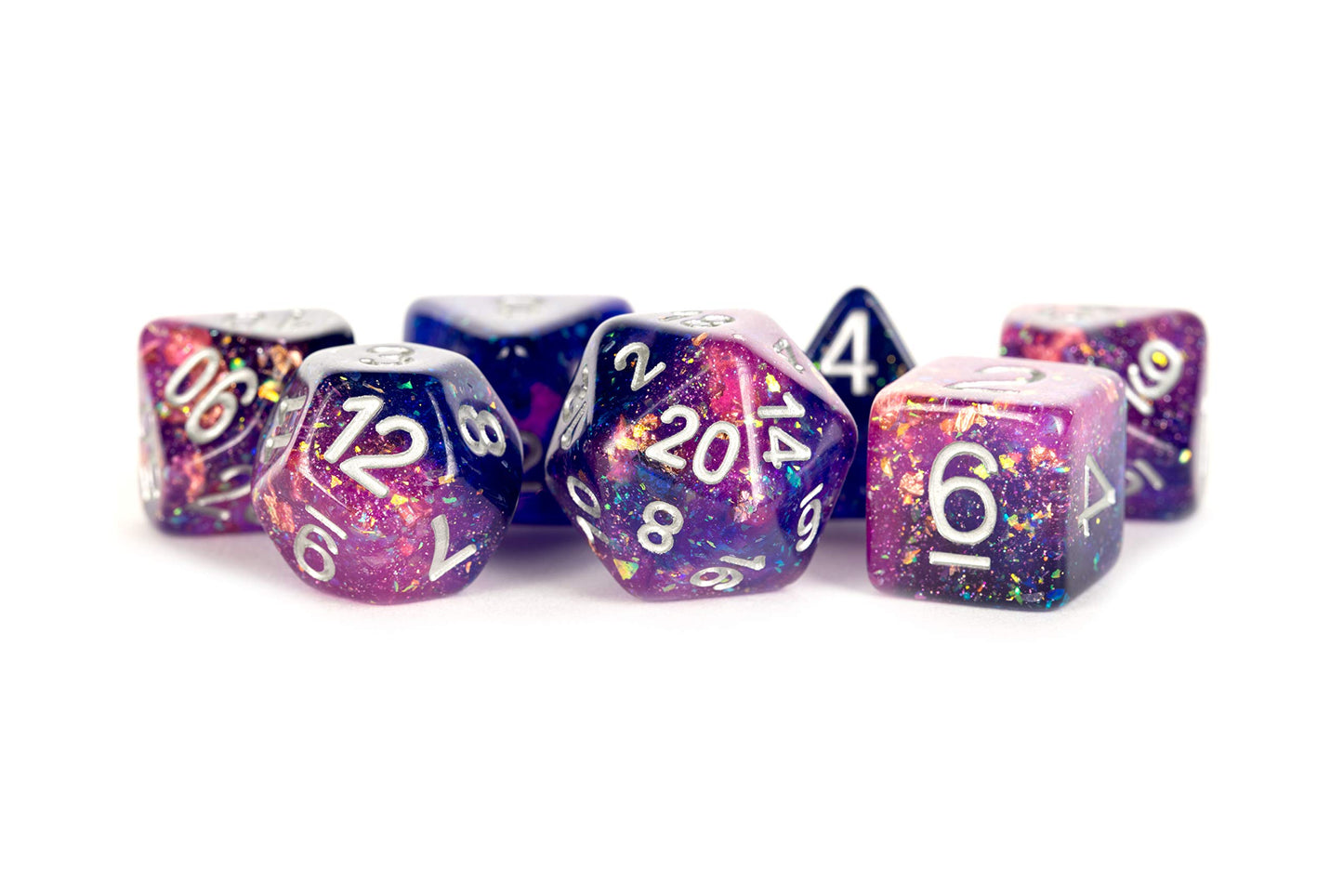 Metallic Dice Games Lic633 Eternal Dice - Purple, Blue & White - Set Of 7