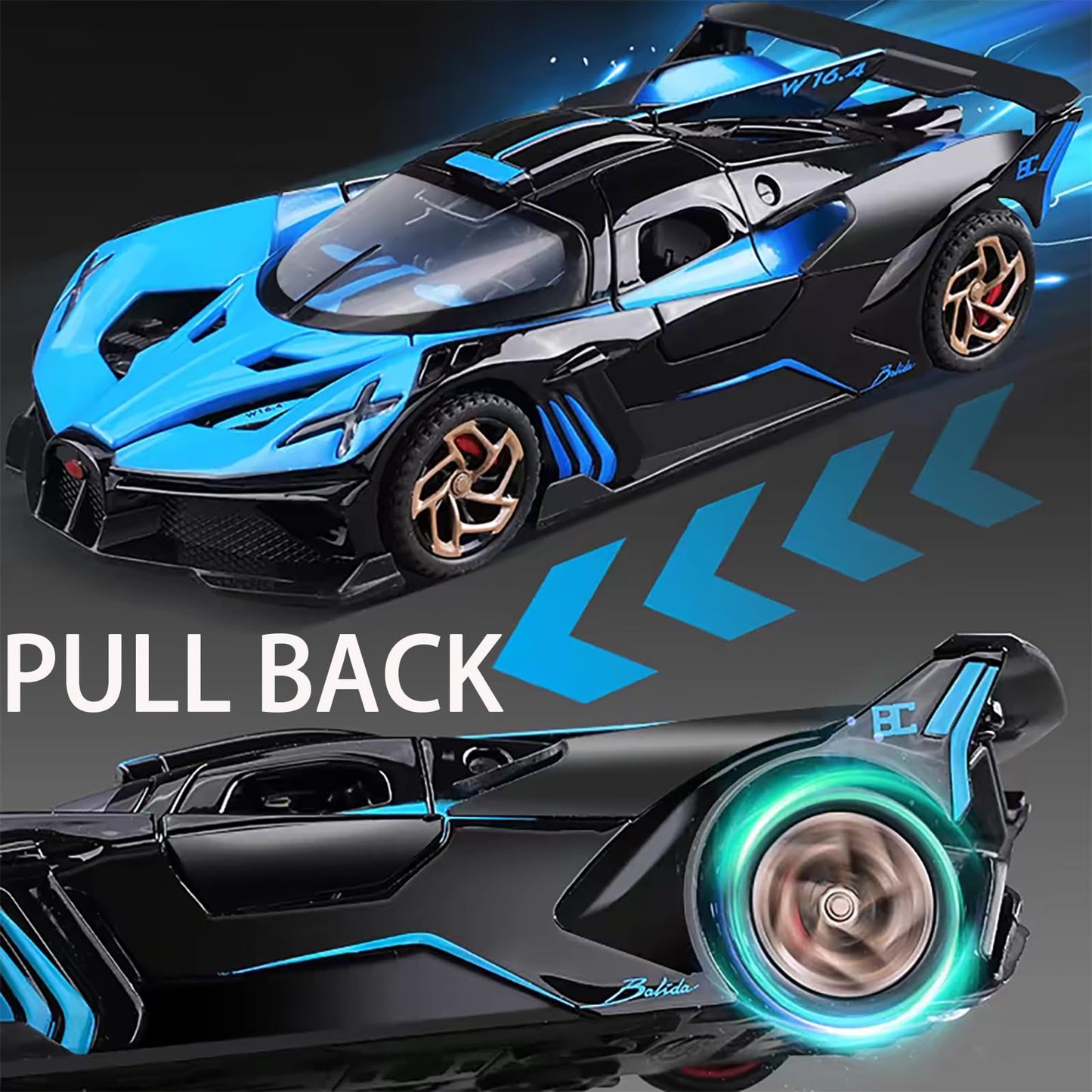 Toy Cars Compatible Bugatti Bolide Cars Toy Model Car Alloy 1:32 Diecast Collect Car Toy With Lights And Music, Pull Back For Ki