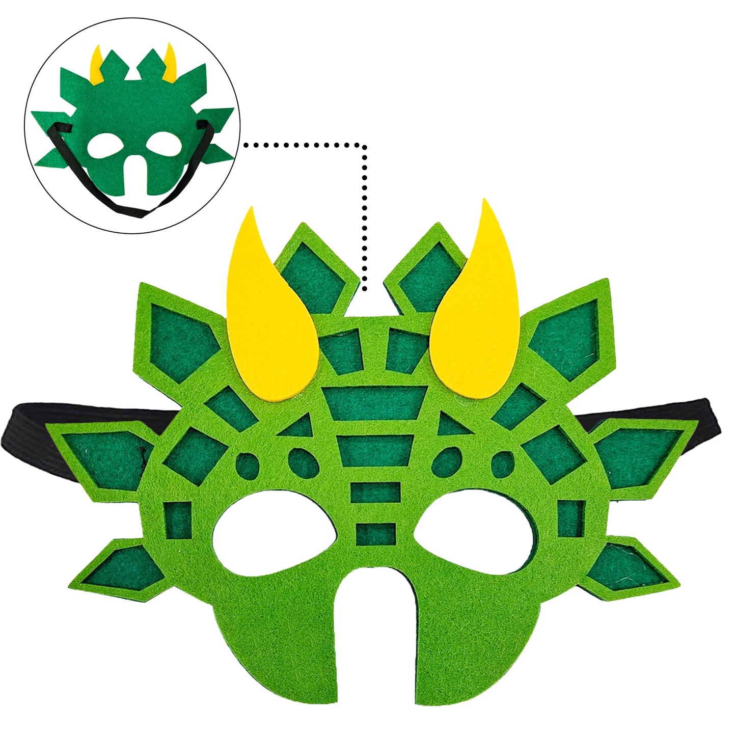 Jtnohx Felt Animal Masks, 10 Pcs Halloween Mask, Animal Costume For Birthday Party Supplies (Dino Mask)