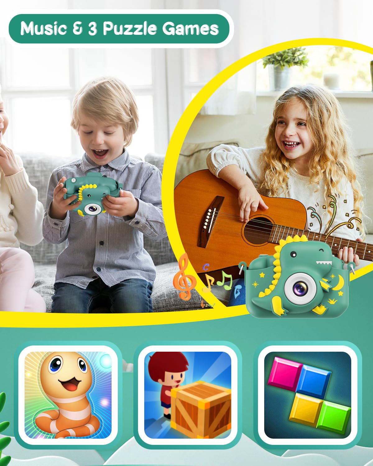 Greenkinder Kids Camera, Toddler Camera For Boys Girls, Toys Gifts For Christmas Birthday Boys Girls Kids 3-9 Year Old Digital Video Camera With 32Gb Tf Card