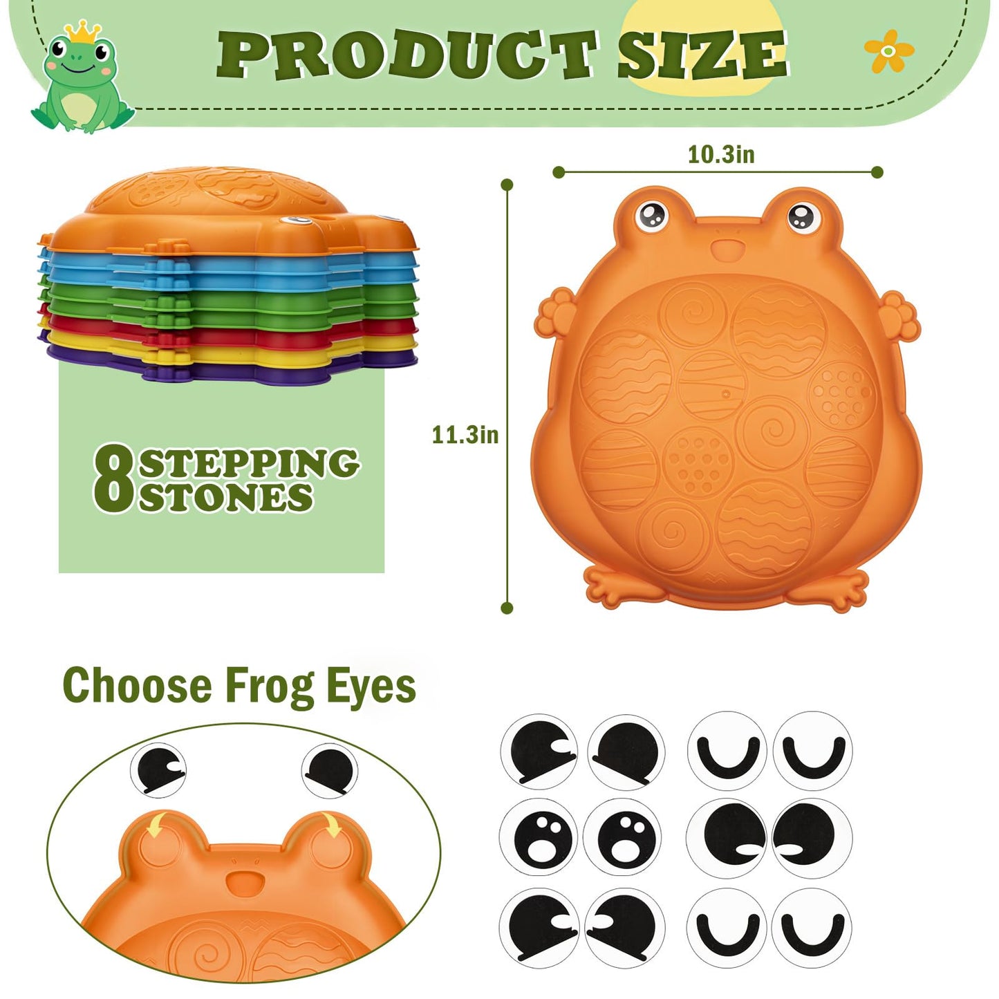 Stepping Stones For Kids Outdoor Toys For Toddlers 3-5 8 Pcs Frog Balance Step Stone Up To 265Lbs Indoor Outdoor Toys For Kids O
