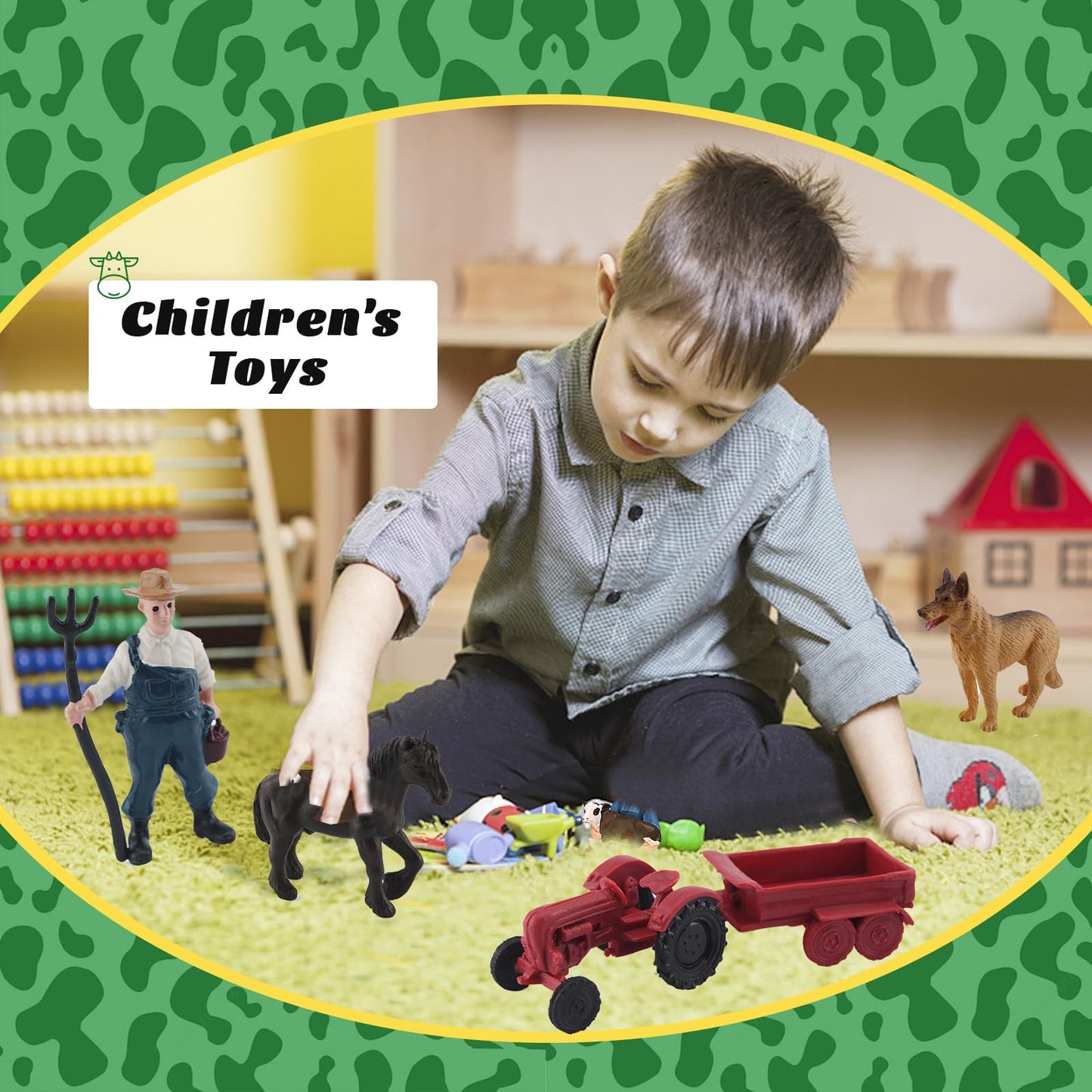 Memovan Realistic Mini Barn Farm Toys Tractor Playset - Plastic Farm Animals Figurines Farm Cake Toppers Farm Figures Farmer Veh