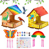 Wooden Arts And Crafts For Kids - 2 Pack Bird Feeder Wind Chime Diy Kids Crafts - Build And Paint Educational Fun Art Activities