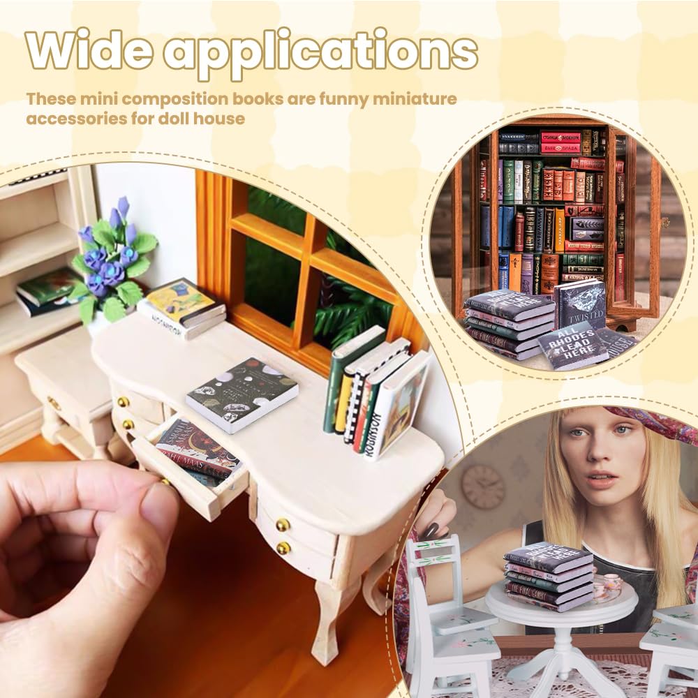 Diydec 300Pcs Mini Books Miniatures Dollhouse Books For Anxiety Bookshelf Tiny Plastic Books For Dollhouse Decor Accessories Diy