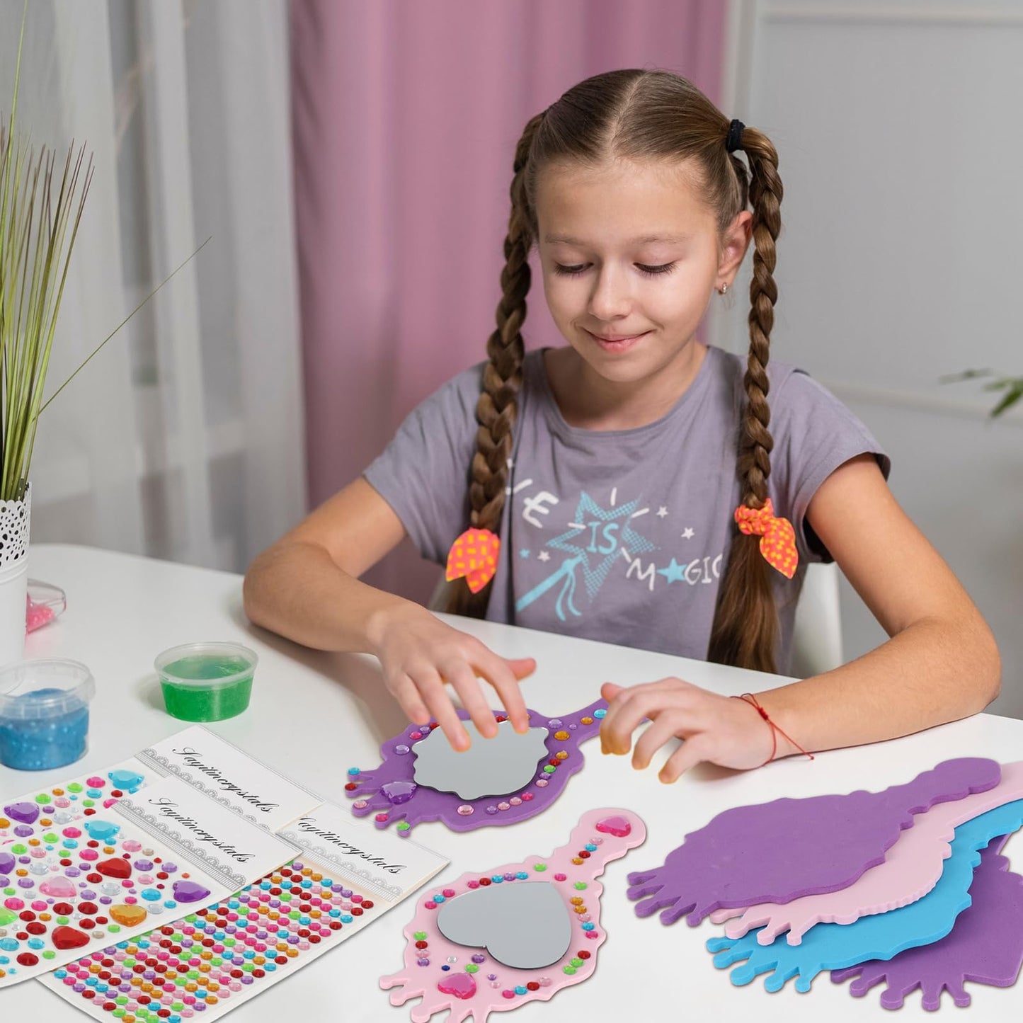 Liliful 12 Pack Princess Foam Mirror Kits Decorate Your Own Princess Mirrors Party Supplies Kids Unbreakable Toy Crafts For Girls Party Favors Birthday Diy Decorations(Stylish)