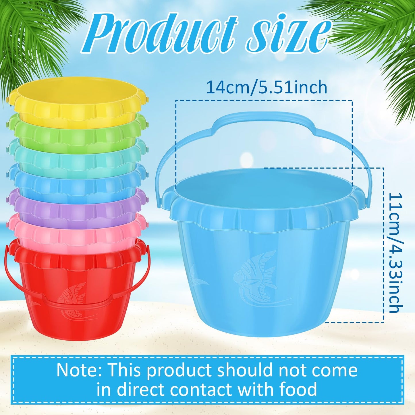Lenwen 14 Pcs 5.51 Inch Water Bucket for Kids Mini Sand Buckets Plastic Small Bucket with Handles Bright Colored Toy Sand Pail f