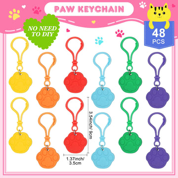 Jadive 48 Pcs Paw Print Puppy Party Supplies Keychains Kids Birthday Favors Cute Dog Paw Ornament Toy Pendant For Christmas Boy Girl Gift Souvenirs Reward Treat Goodie Bag Fillers