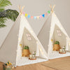 Teepee Tent For Kids Slumber Party 2 Pack: Star Lights & Colored Flag - Indoor Outdoor Toddler Play Tent For Girls Boys Birthday