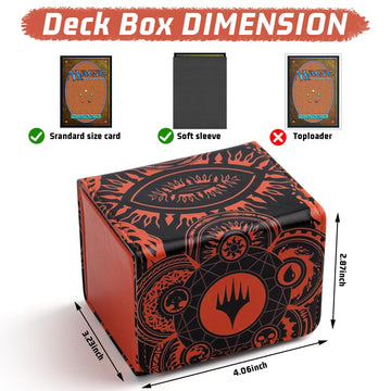 Deck Box for MTG Cards Trading Commander Deck Case Holds 120+ Sleeved Cards PU Leather Magnetic Collectible Card Storage Box Fits for TCG Magic Card (Orange)