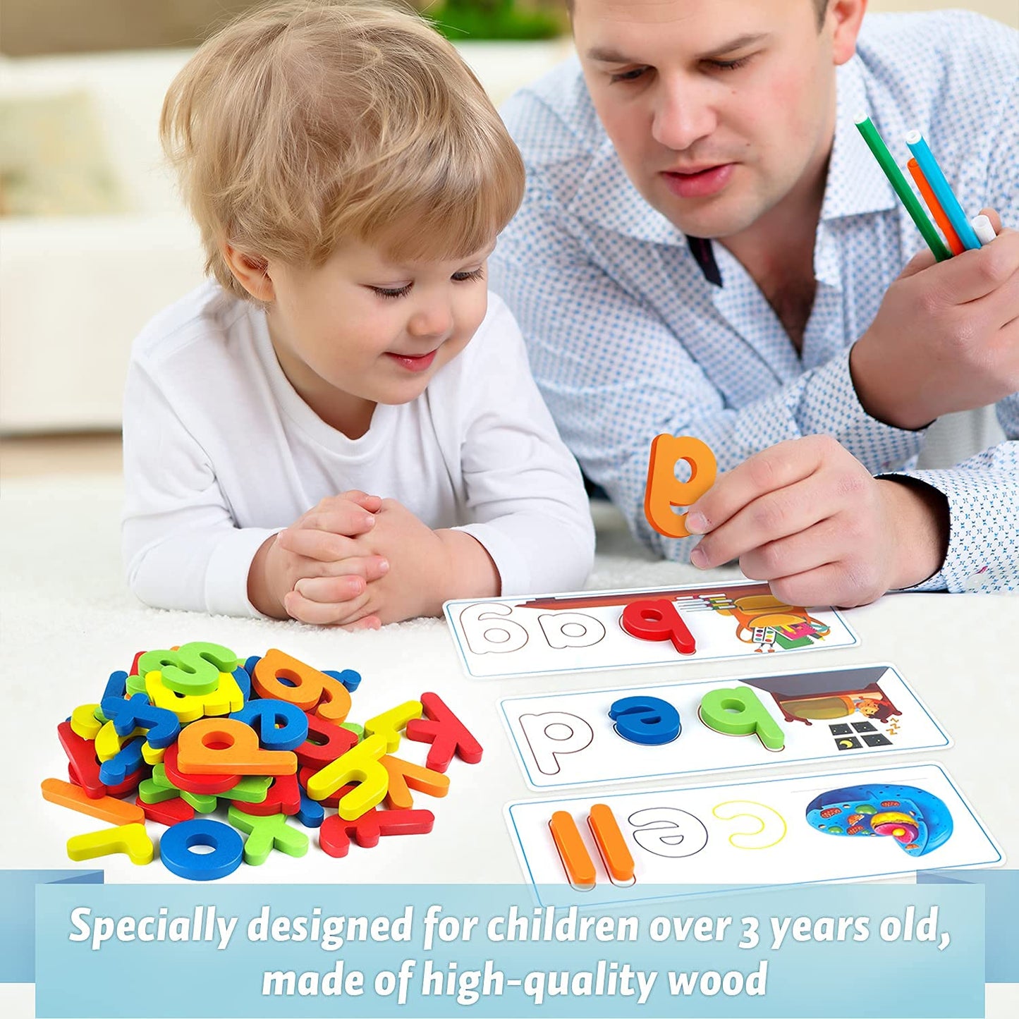 Officygnet Learning Toys For 2 3 4 5 6 Years Old Boys And Girls, See & Spell Cvc Word Builders With Alphabet Cards For Kids Ages 2-4 3-5, Matching Letter Game For Preschool Toddler Learning Activities