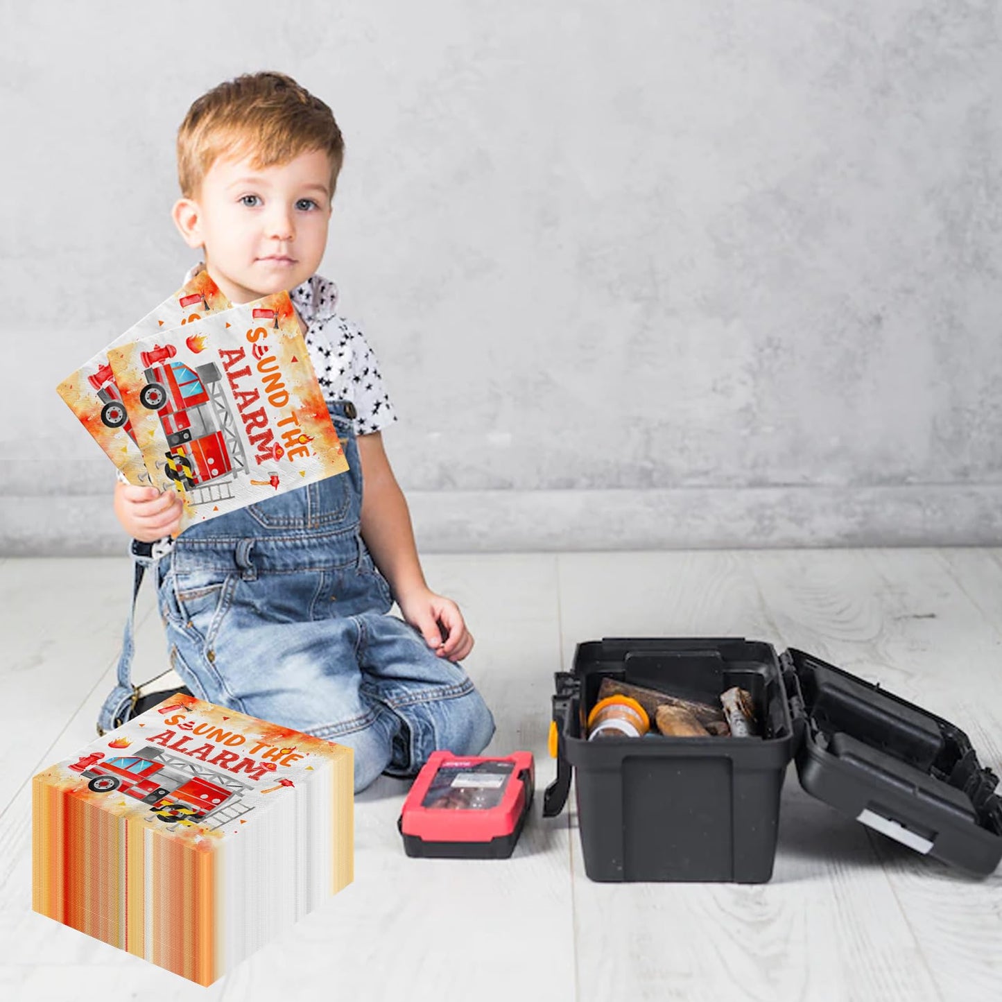 Fire Truck Birthday Party Supplies Napkins - Firefighter Birthday Party Decorations, 40Pcs Fire Truck Napkins, Disposable Firema