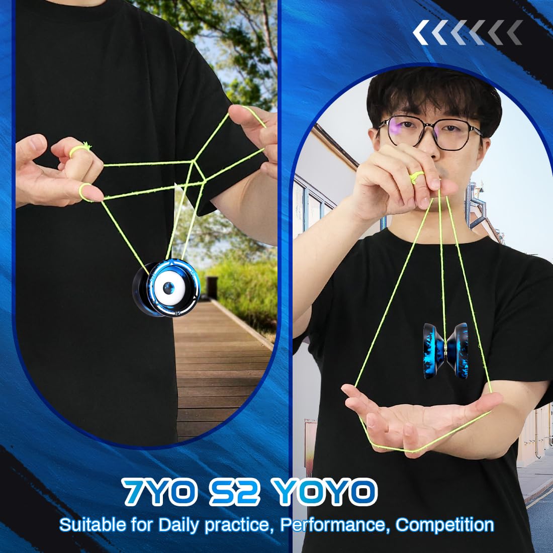 7Yo Professional Responsive Yoyo S2, Dual Purpose Yoyo For Kids Beginners, Alloy Metal Yoyo For Adults, Pom Fingerspin Yoyo For