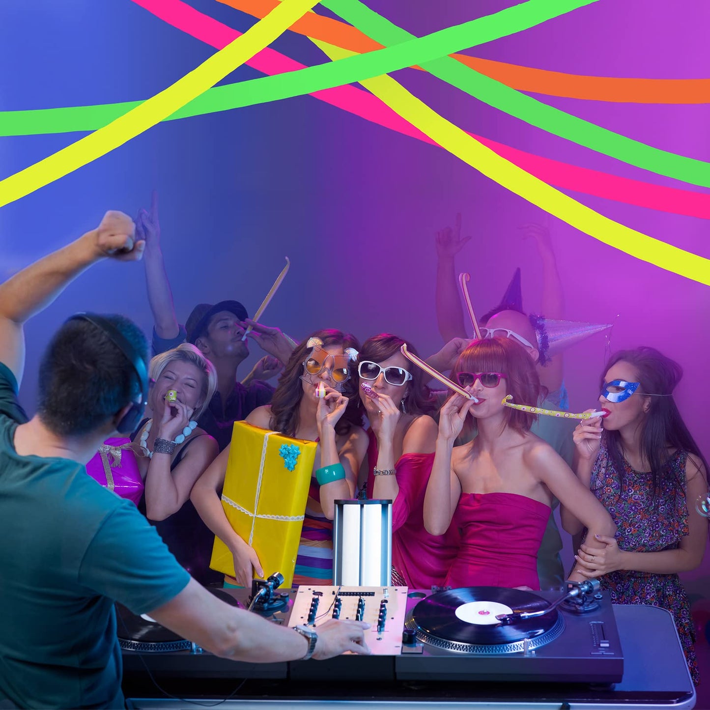 Outus 36 Rolls 33 ft Glow in The Dark Party Supplies Streamers Glow Crepe Paper Rolls Neon UV Blacklight Reactive Fluorescent Pa