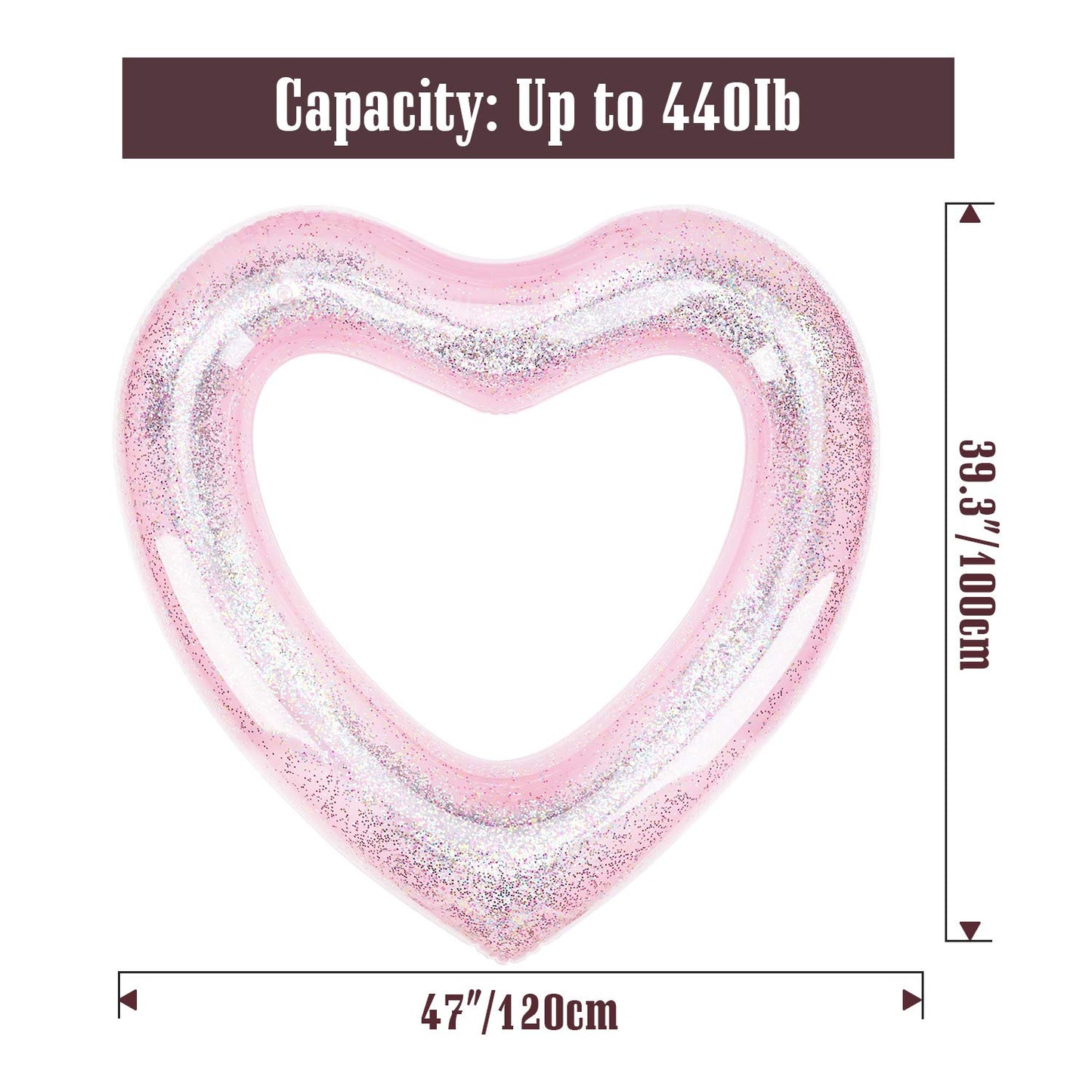 Moko Inflatable Pool Floats For Adults, Clearance Bachelorette Party Decorations Heart Shaped Swim Ring Summer Swimming Tube Water Fun Beach Wedding Pool Toys Swimming Circle - Glitter Pink