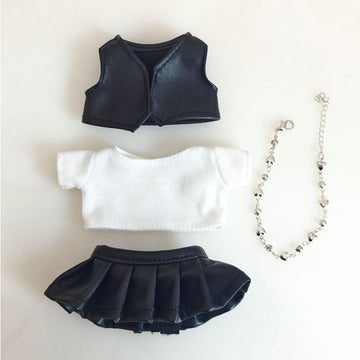 17 cm Lububu Doll Clothes Fashion 5-Piece Lububu Outfit enhanced Dolls Clothing Set for Doll Dress Up ( No Doll )(Black E)