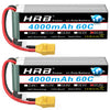 HRB 6S Lipo Battery XT90 4000mAh 60C Soft Case 22.2V RC Lipo Battery for RC Quadcopter Helicopter Car Truck Boat Hobby (2packs)