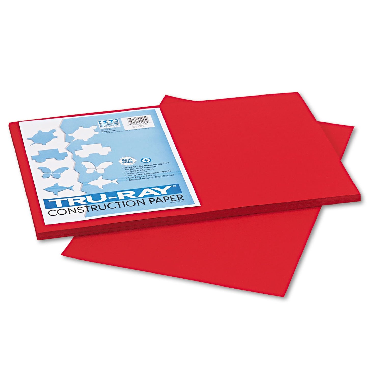 Pacon Tru-Ray 12-inch x 18-inch Construction Paper, Holiday Red, 50 Sheets (P102994)