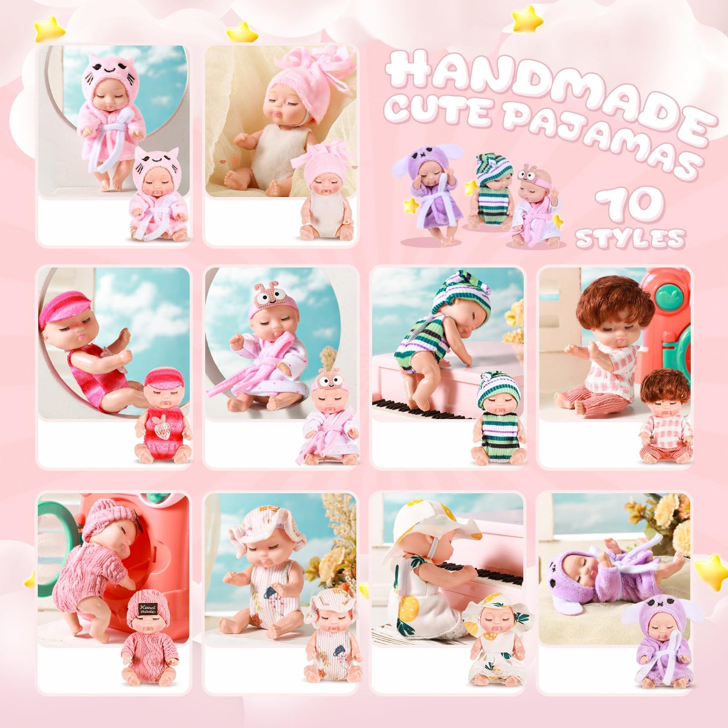 Hanaive 10 Pcs 4 Inch Mini Baby Dolls Lifelike Realistic Baby Dolls Tiny Babies With Clothes Cute Baby Doll Gifts Set For Toddle