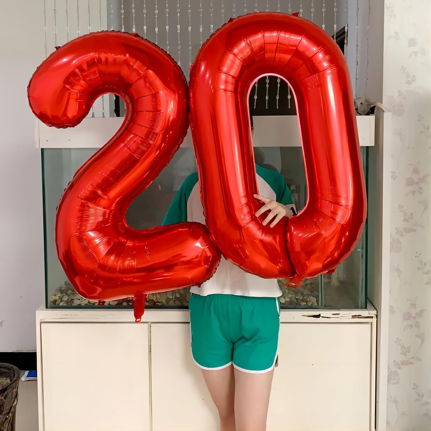 Paticool 40 Inch Red Number Balloon 0, Large Number Foil Mylar Balloons For Birthday Party Celebration Decorations Supplies, Dig