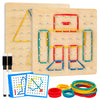 2Pack Wooden Geoboard,Montessori Toy,Graphical Mathematical Education Toy For Kids With Pattern Cards And Rubber Bands To Figure
