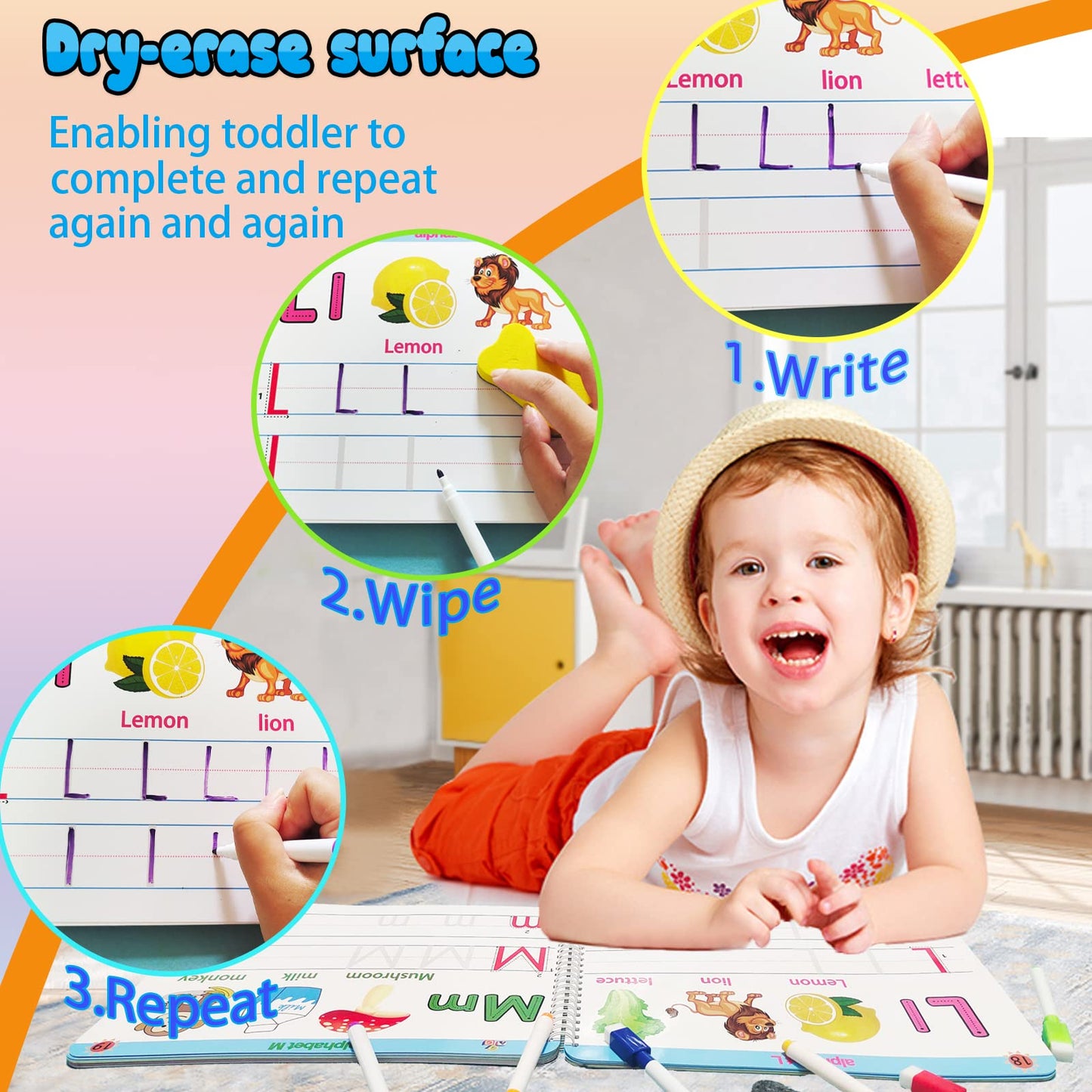 Alianfly Preschool Learning Activities Educational Workbook - Toddler Prek Montessori Handwriting Practice Activity Tracing Toys