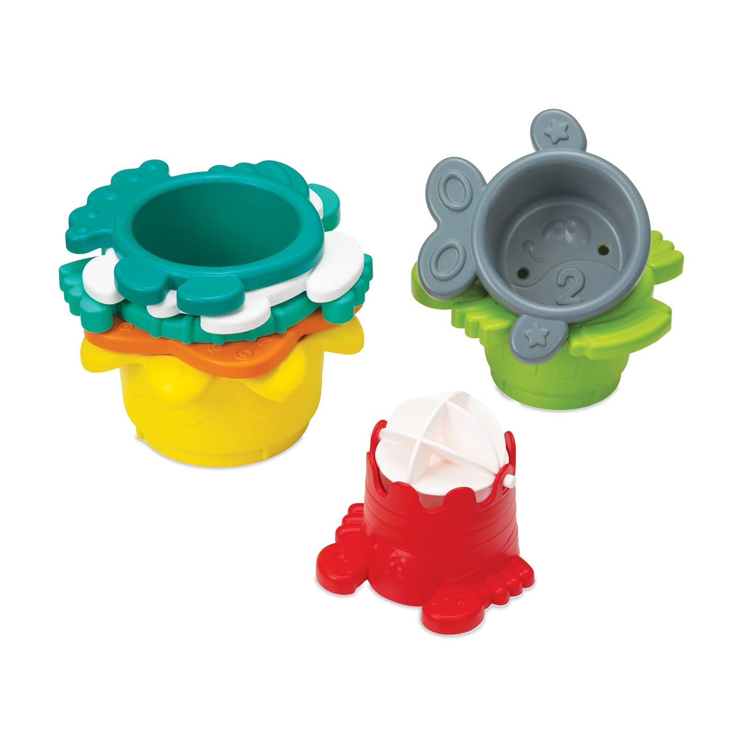 Infantino Splish & Splash Bath Play Set - Fishing Rod, Sea Pals, Bath Squirters, Stacking Cups, Fill & Spin Water Wand - Introduces Numbers, Stacking And Motor Skill Development - For Babies 0M+
