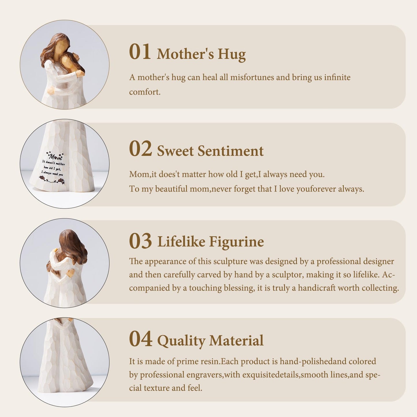 Kohehe Mom Birthday Gifts Mom Gifts from Daughters 5.5'' Mother and Daughter Figurine Meaningful Gift for Mama on Birthday and Mother's Day (Mom Gifts)