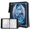 Wazzio 900 Pocket Trading Card Storage Album Card Binder with 50 Durable 9-Pocket Pages Birthday Gifts for Fathers Day Blue Dragon Design on Pocket Card Packs Gifts for Zipper Closure Collector