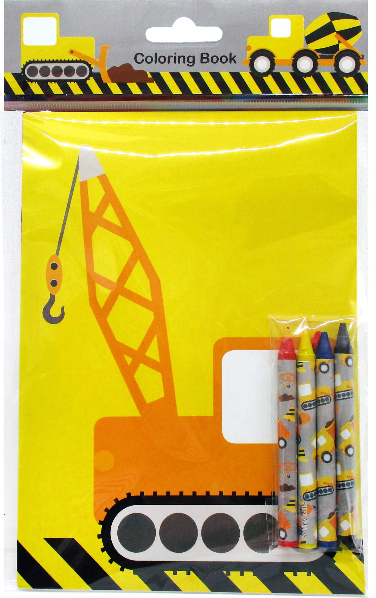Tiny Mills Construction Trucks Coloring Book with Crayons Party Favors, 12 Coloring Books and 48 Crayons Birthday Party Supplies