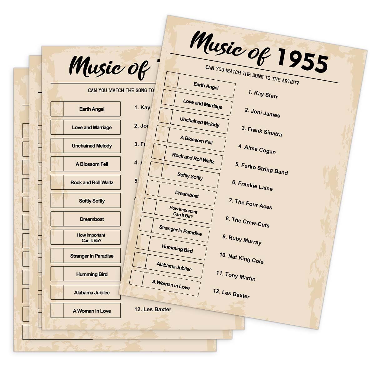 Qupt 70Th Birthday Party Games, Music Of 1955 Trivia, Pack Of 30 Cards For Adults, Ages 216+