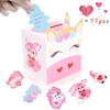 Myersmas Valentine Boxes 33 Pieces Unicorn Valentines Day Cards and Valentine Mailbox for Classroom Exchange Party Supplies (1 U