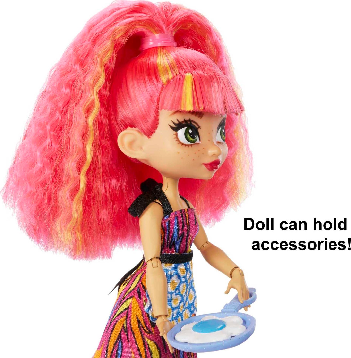 Mattel Cave Club Blazin' BBQ Adventure Playset with Emberly Doll (8 - 10-inch Pink Hair) Dinosaur Pet and Storytelling Accessories with Cooking Theme Gift for 4 Year Olds and Up