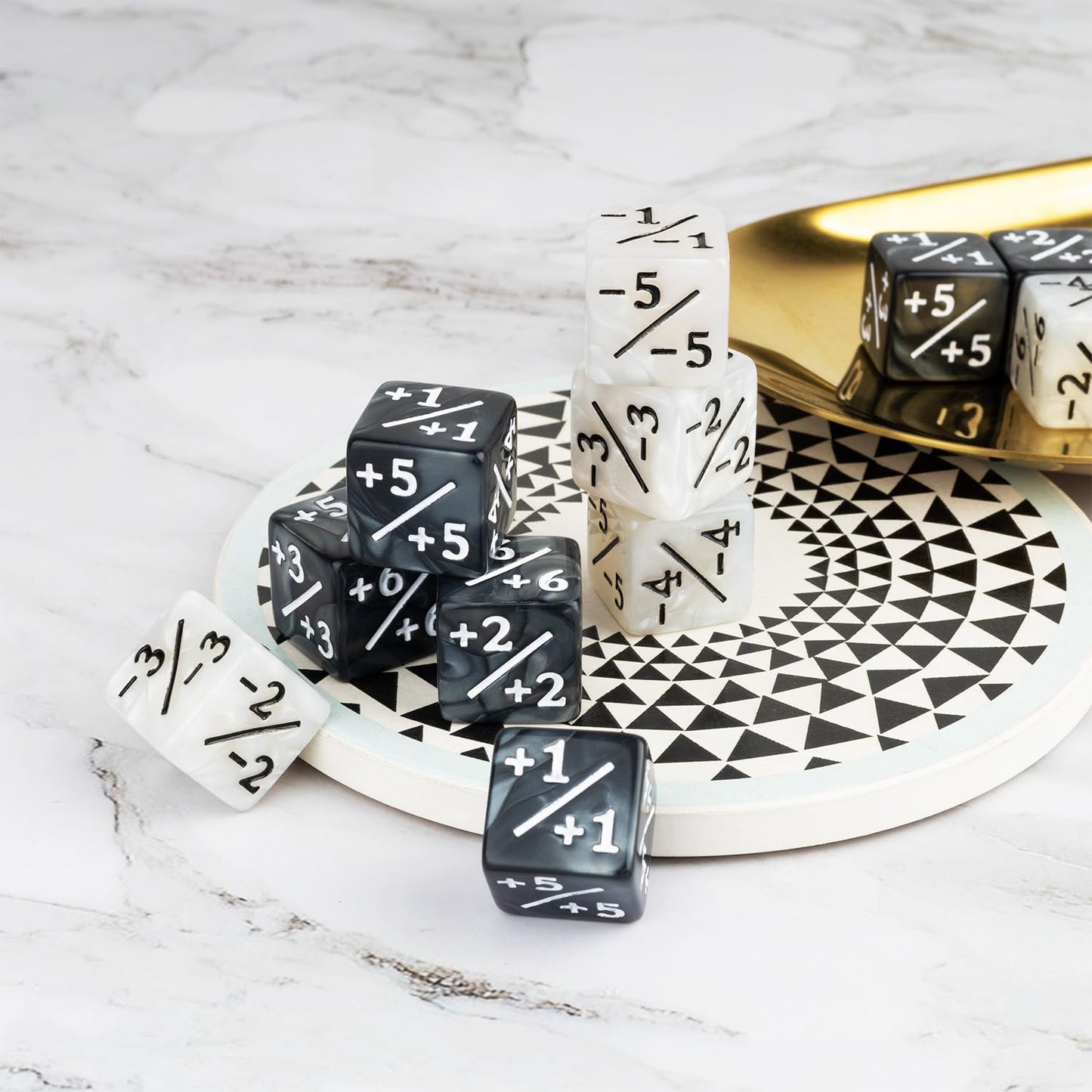 48 Pieces Magic Counter Dice Life Mtg Counters Dice Set Marble Buff Tokens D6 Dice Compatible With Magic The Gathering, Tcg, Car
