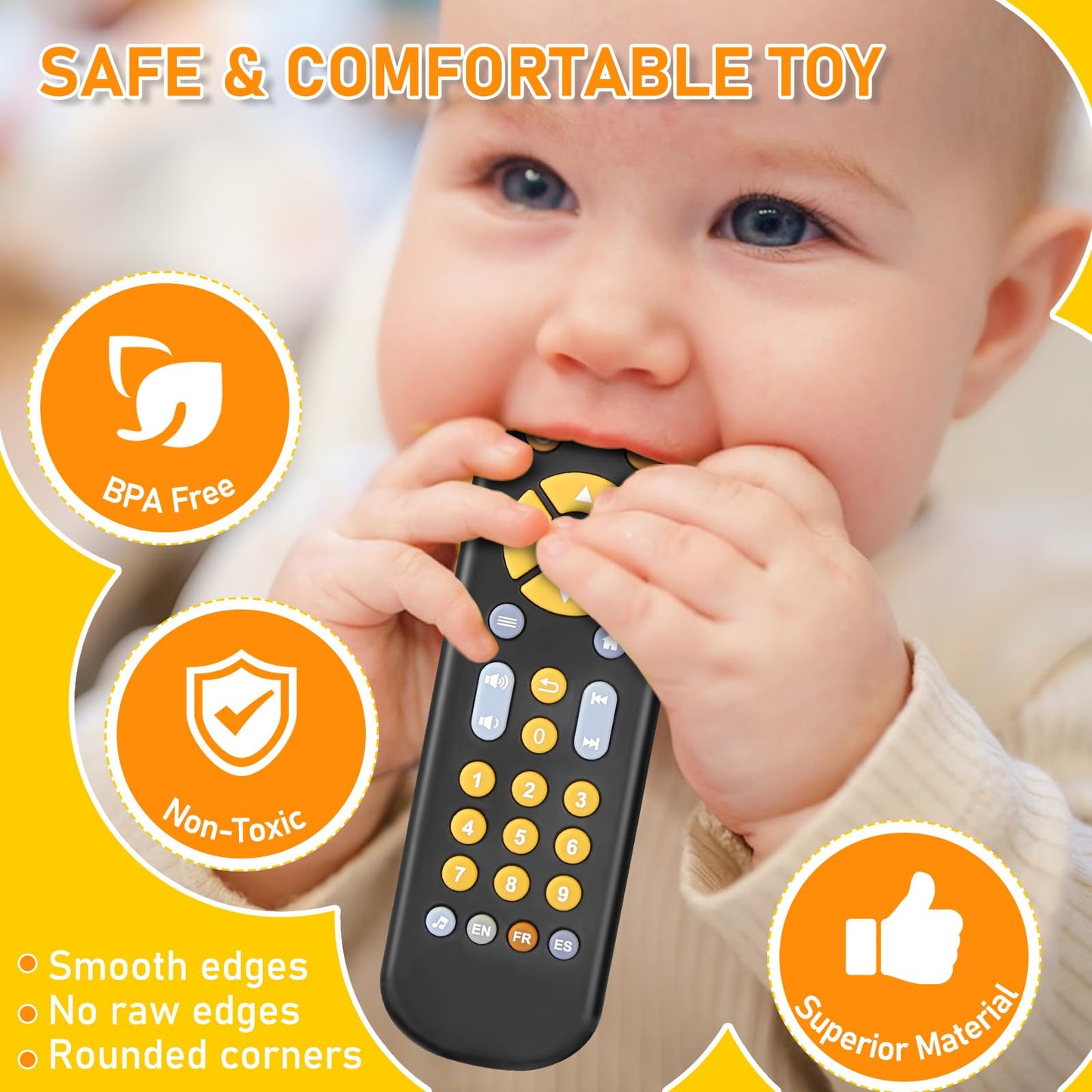 Avkast Baby Tv Remote Control Toy 6 Month+, Toddler Realistic Remote Toy With Sound And Light, Early Educational Music Toys With