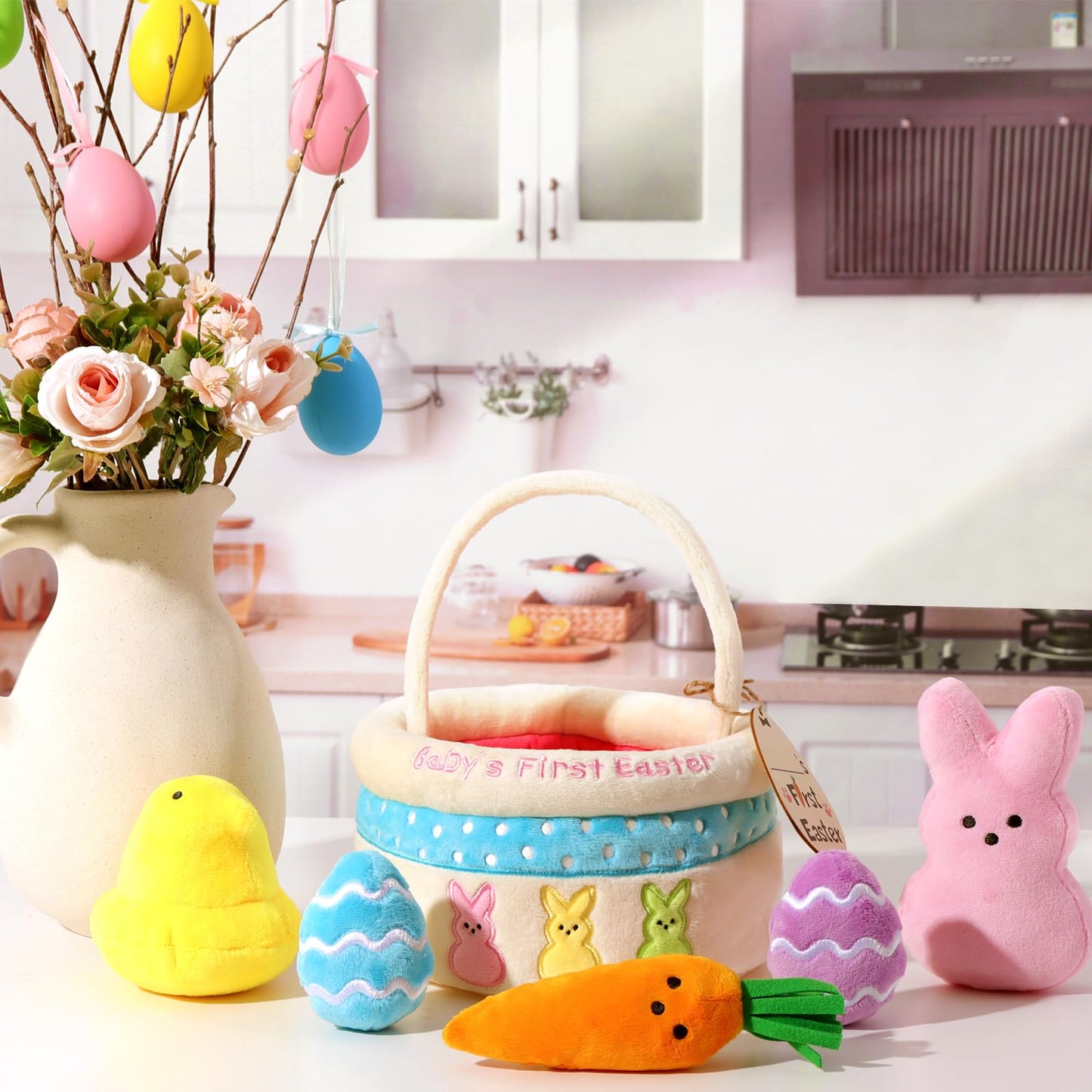Bunny Chorus My First Easter Basket Stuffers For Babies, 6Ct Personalized Baby'S First Easter Basket Playset, Peep Bunny Chick C