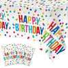 Miucat 3Pcs Birthday Tablecloth, Happy Birthday Decorations Set, Colorful Rainbow Dots Design With Happy Birthday Tablecloth. Wa