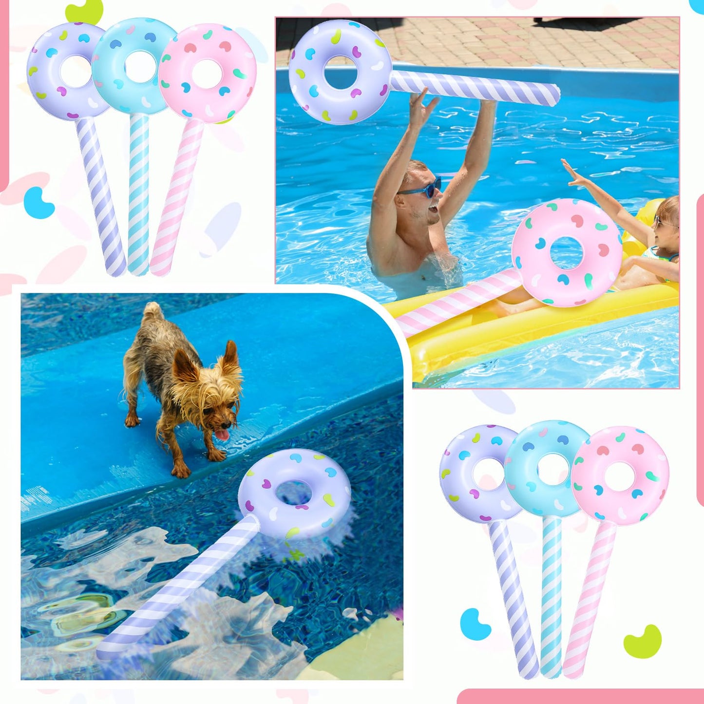 Jenaai 12 Pcs Candyland Birthday Party Decorations Inflatable 33 Inch Lollipop Stick Large Candy Float Donut Shape Balloons Vale