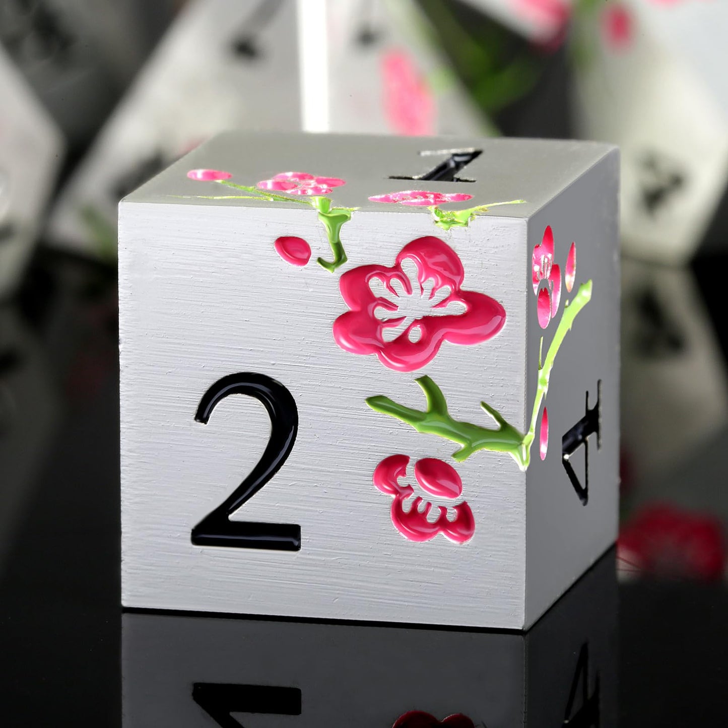 Metal Dungeons and Dragons Dice DNDND 7 PCS Heavy Metallic Flower D&D Dice Set with Grogeous Gift Case for DND Tabletop Game (Ma