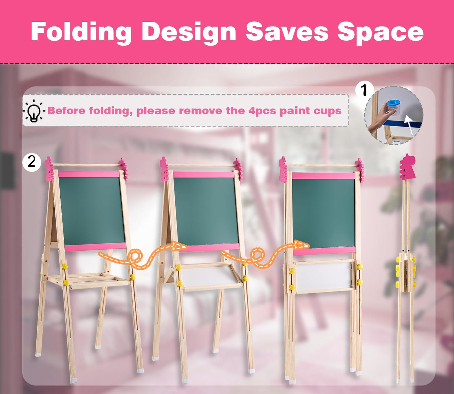 SWINSKUAD 2-in-1 Double Sided Kids Easel, Height-Adjustable Art Easel for Boys and Girls Ages 3-10, Including 100+ Accessories