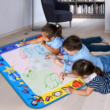 Alago Aqua Coloring Mat - Large Water Painting Mat for Kids, 100 cm x 80 cm, Blue, Includes 4 Pens, Drawing Molds & Booklet, DoodleMat180619